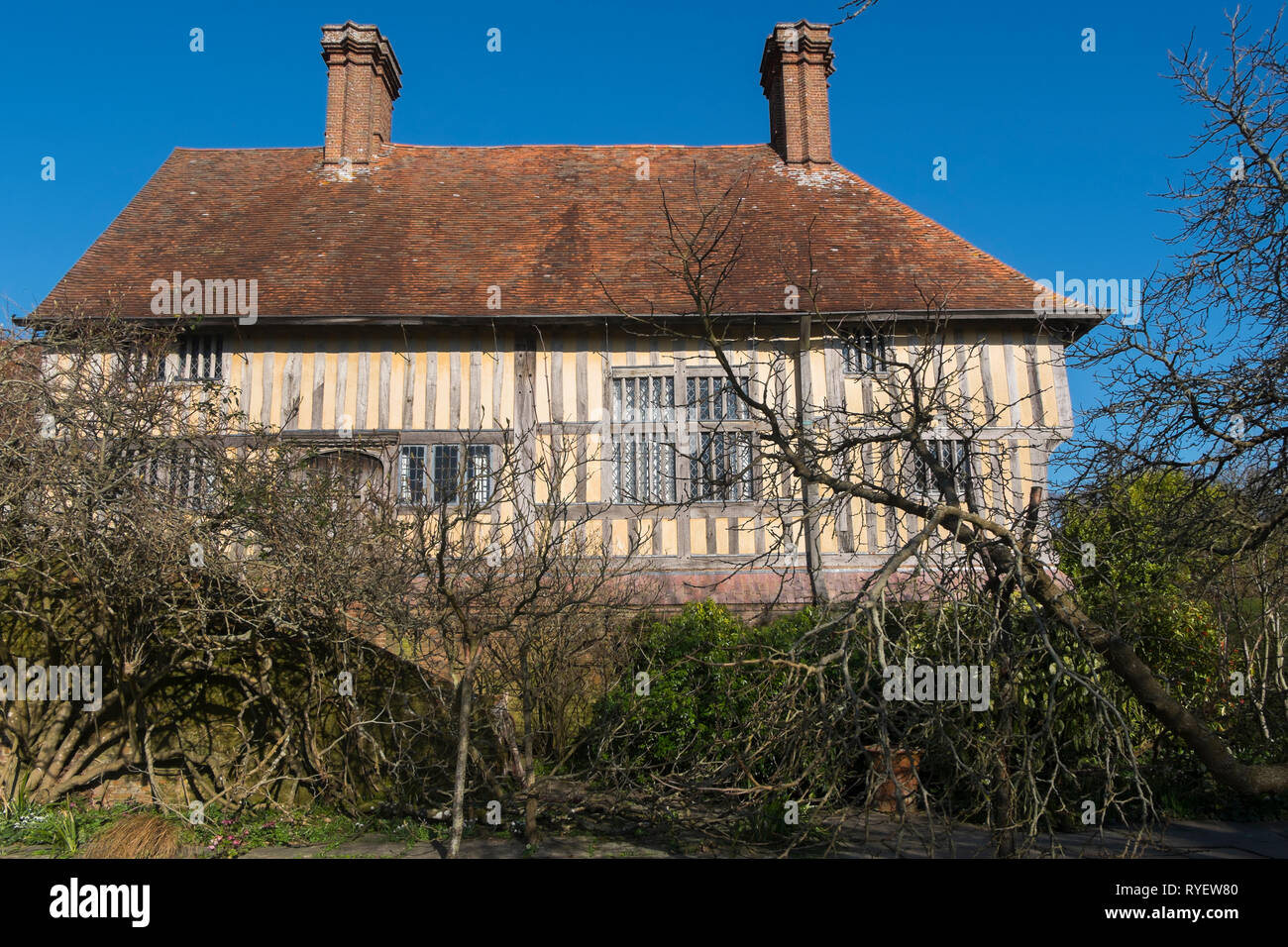 La casa a Great Dixter in Northiam, East Sussex, Inghilterra, Regno Unito. Foto Stock