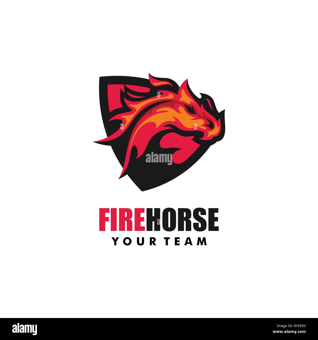 Cavallo di fuoco concetto illustrazione vettoriale modello di progettazione. Adatto per industria creativa, Multimedia, intrattenimento, educative, Shop, e di qualsiasi relativo b Illustrazione Vettoriale