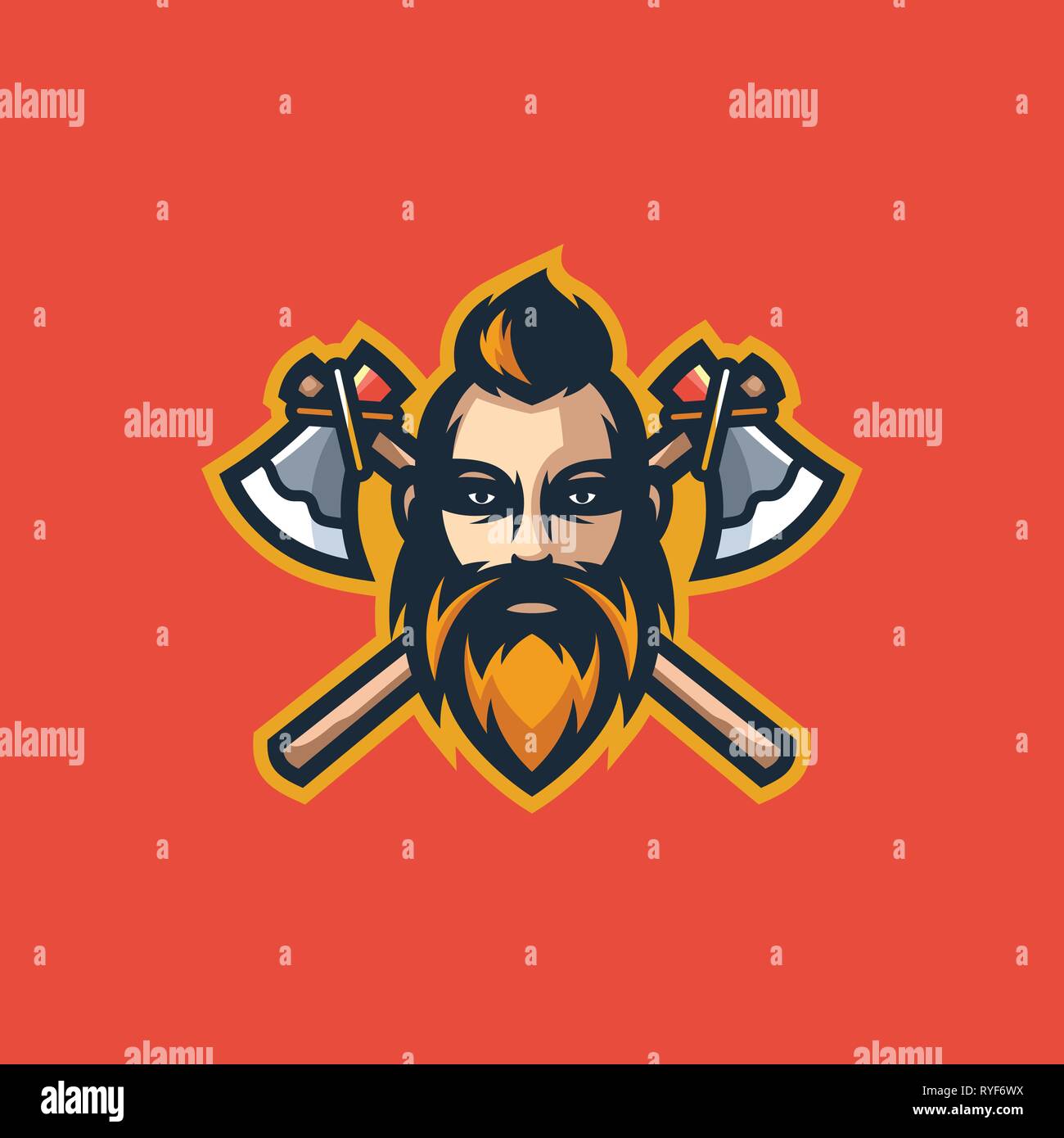 Concetto di Viking illustrazione vettoriale modello di progettazione. Adatto per industria creativa, Multimedia, intrattenimento, educative, Shop, e di qualsiasi relativo busin Illustrazione Vettoriale