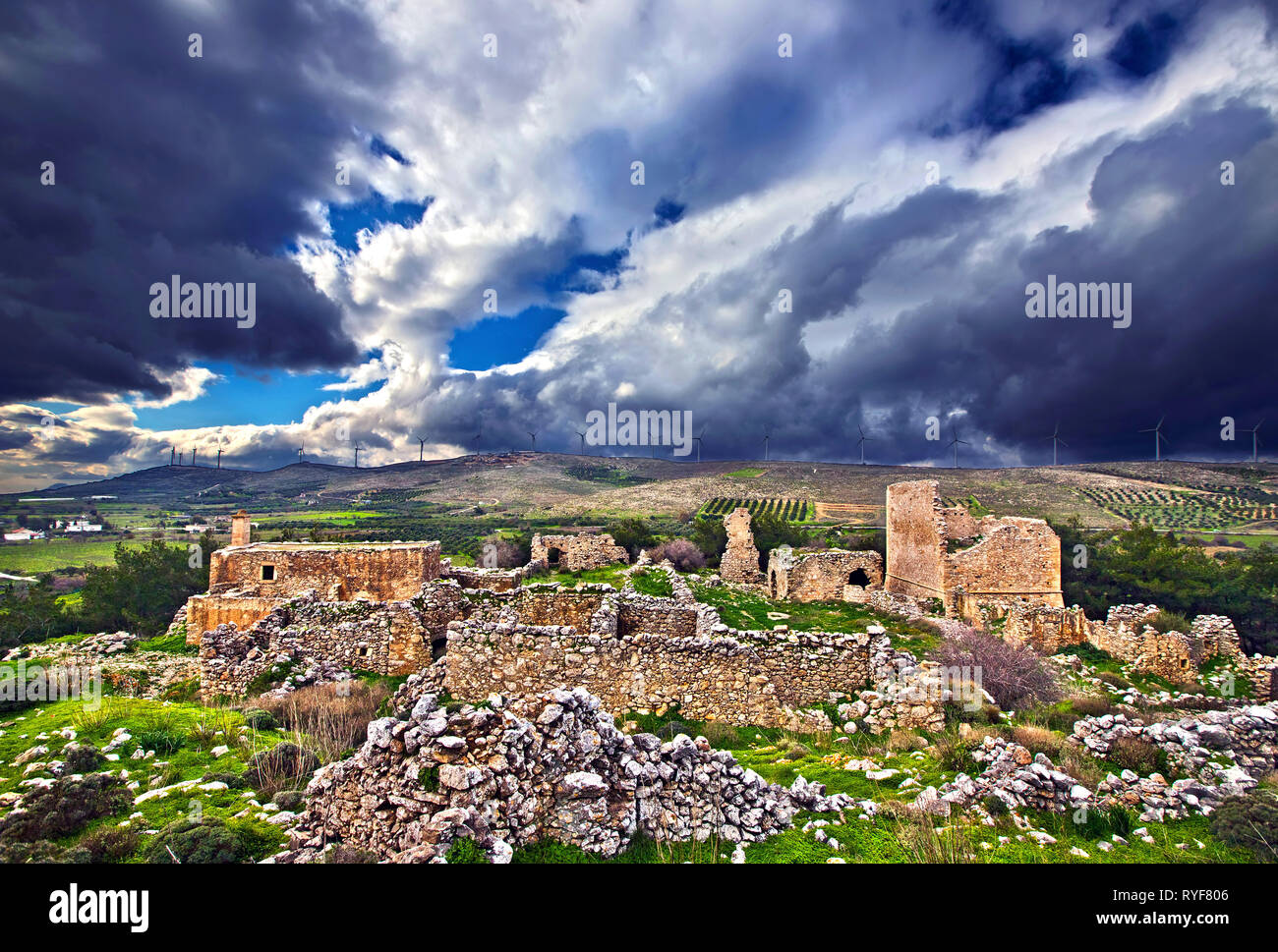 L'insediamento medievale di Voila, vicino al villaggio di Chandras, Comune di Sitia, Creta, Grecia Foto Stock