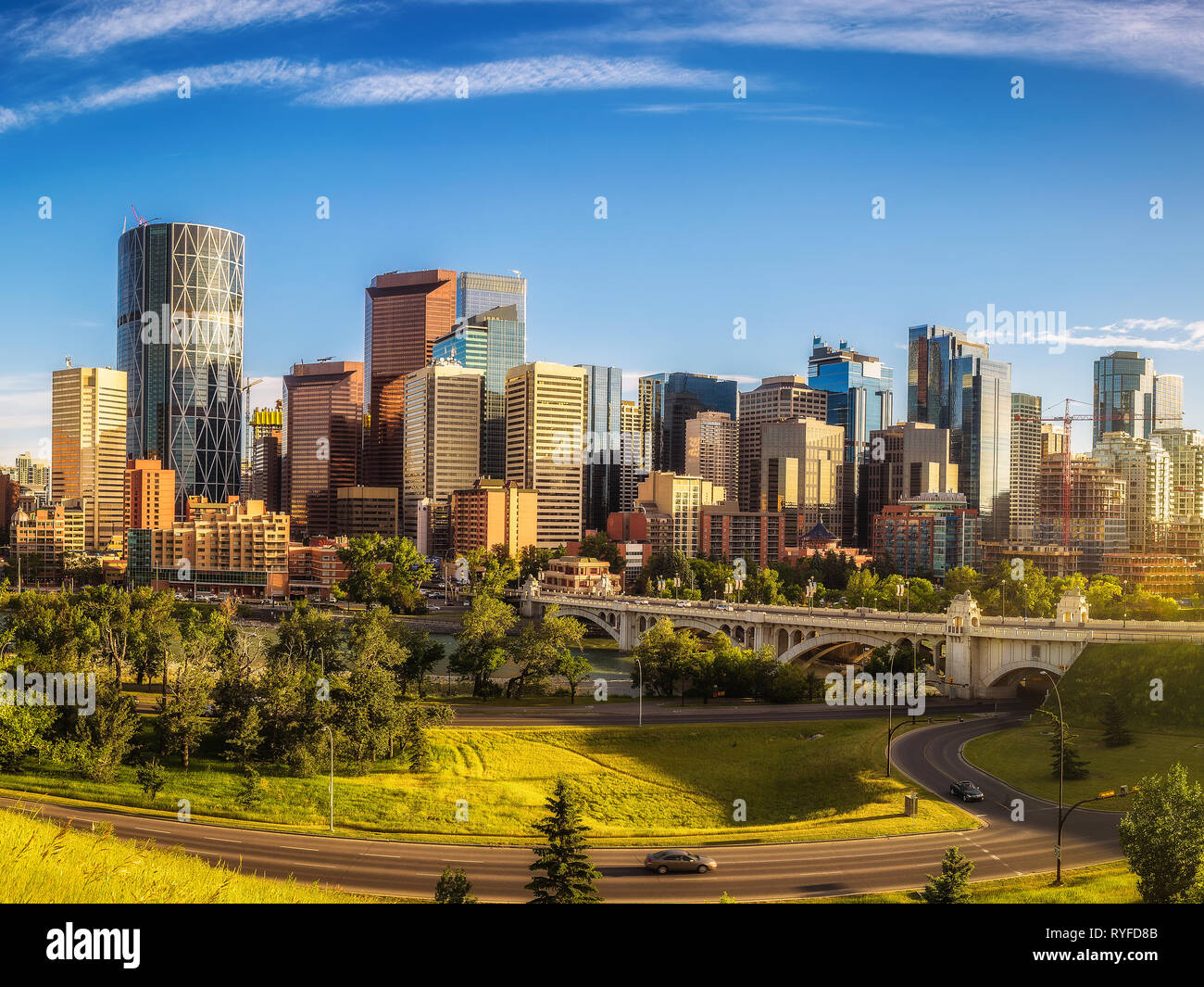 Skyline della città di Calgary, Canada Foto Stock