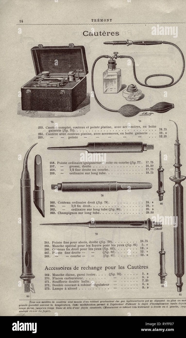 L' Arsenal de L'arte medico | Francese antico catalogo delle forniture mediche circa 1899 Foto Stock