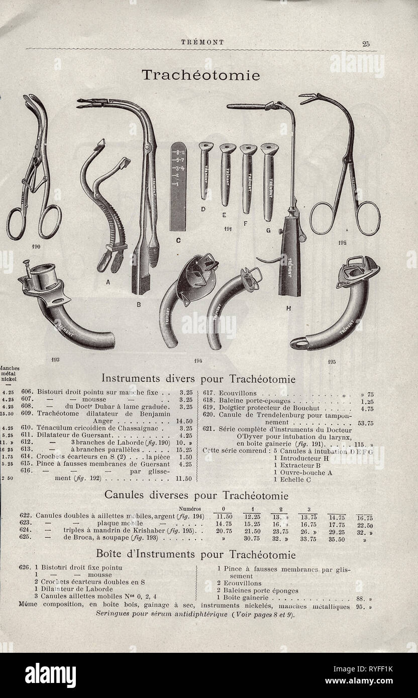 L' Arsenal de L'arte medico | Francese antico catalogo delle forniture mediche circa 1899 Foto Stock