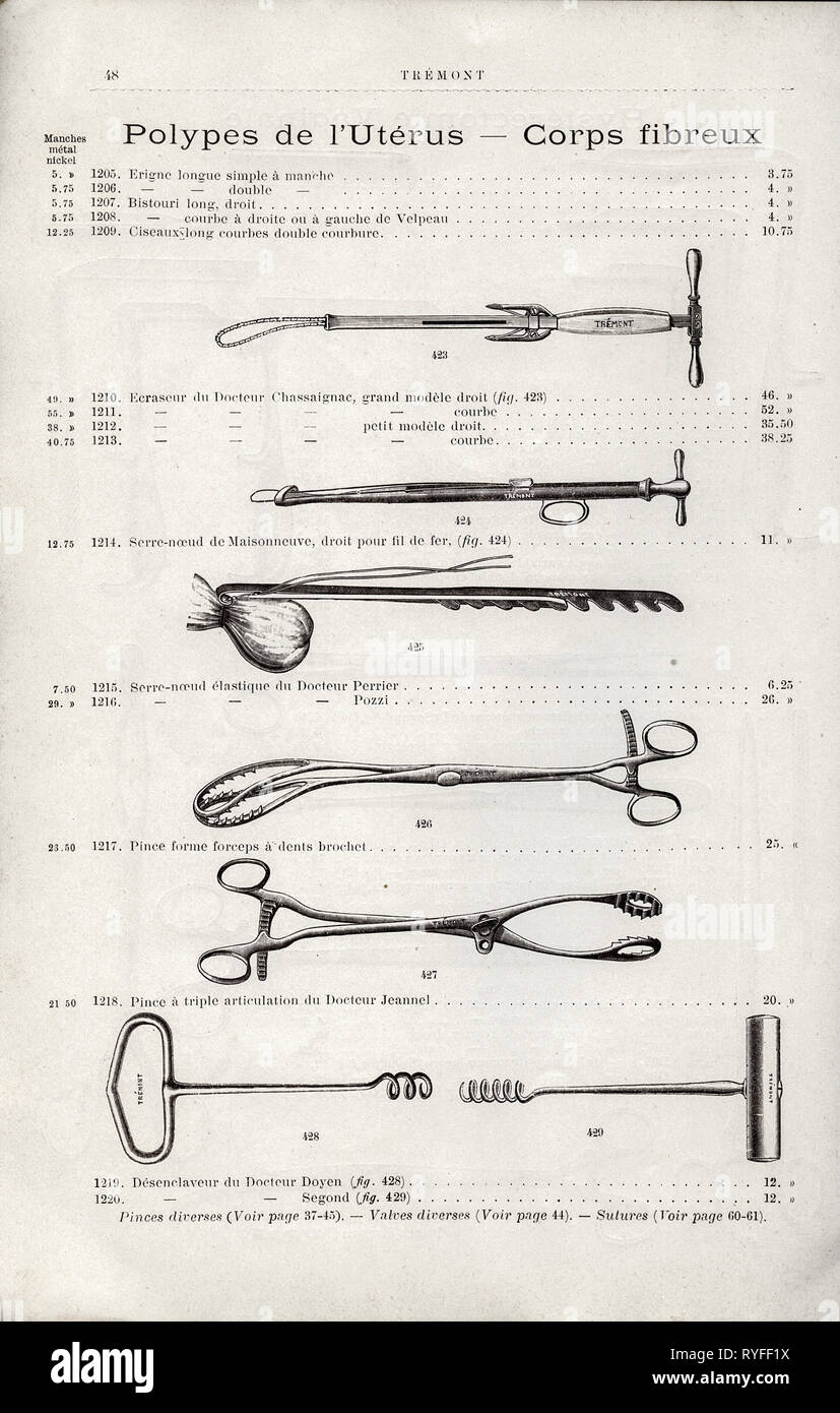 L' Arsenal de L'arte medico | Francese antico catalogo delle forniture mediche circa 1899 Foto Stock