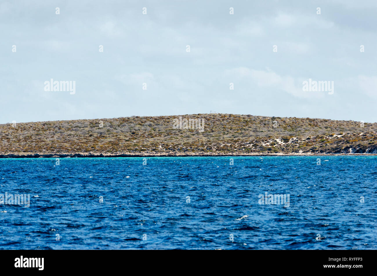 Bandiera Hill su East Wallabi isola è il punto più alto della Abrolhos a 14 metri sopra il livello del mare. Il comandante Francisco Pelsaert intervistate le isole Foto Stock