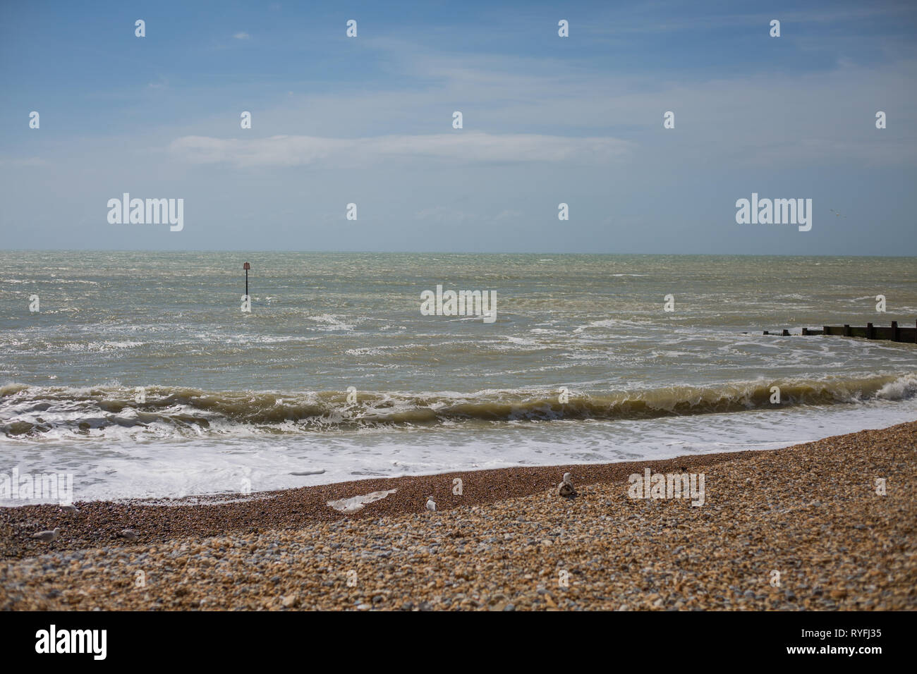 Il mare da Eastbourne Inghilterra Foto Stock