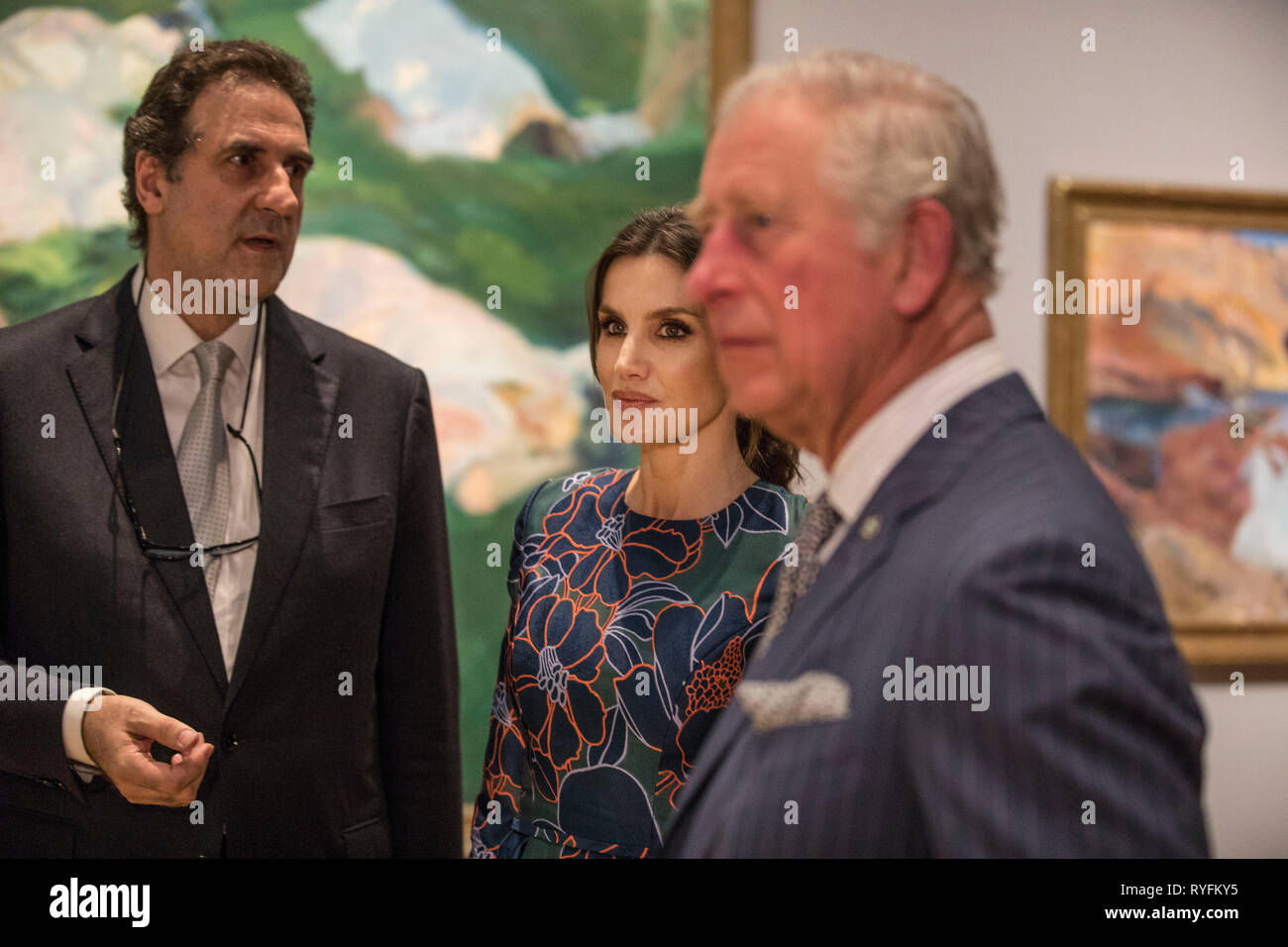 Il Principe di Galles con letizia regina di Spagna partecipare all'apertura di Sorolla: Spagnolo Maestro di Luce alla National Gallery di Londra. Foto Stock