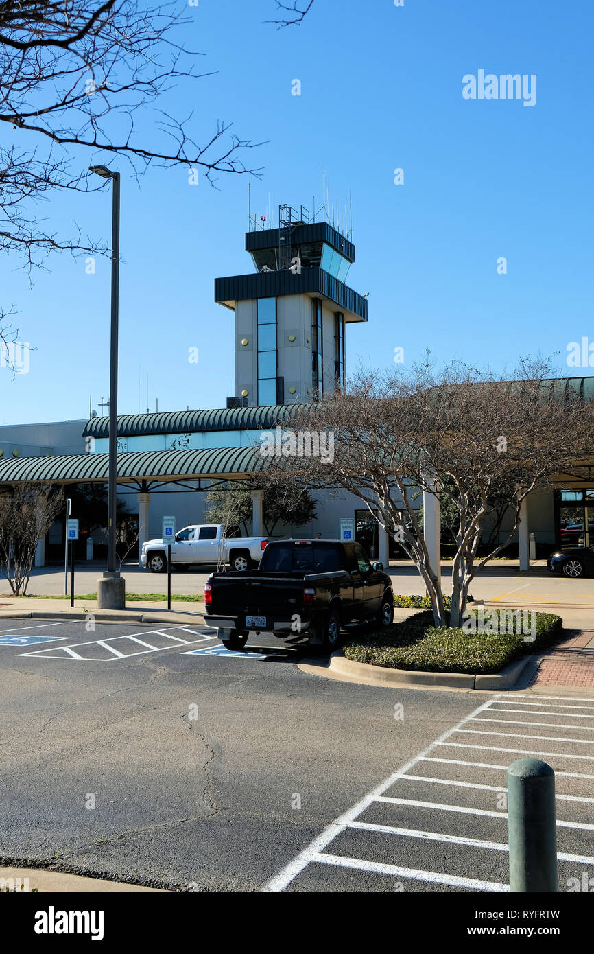 Waco aeroporto regionale di torre di controllo; Waco, Texas, Stati Uniti d'America. Foto Stock