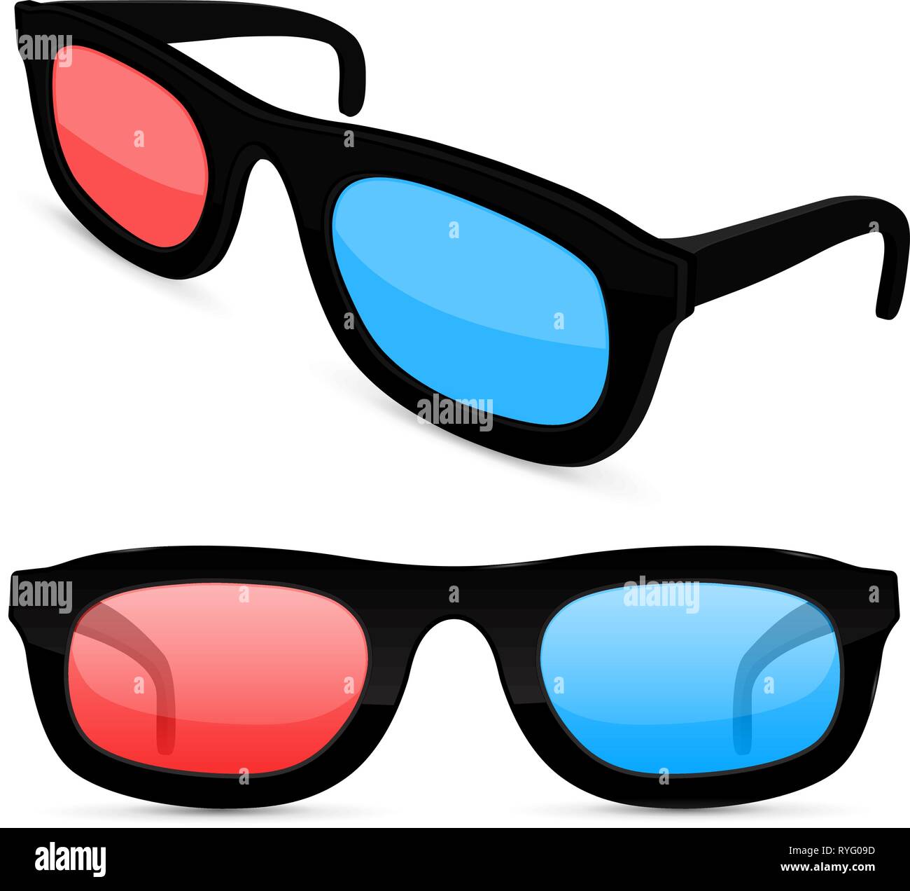 3d movie bicchieri. Gli occhiali colorati per il cinema Illustrazione Vettoriale