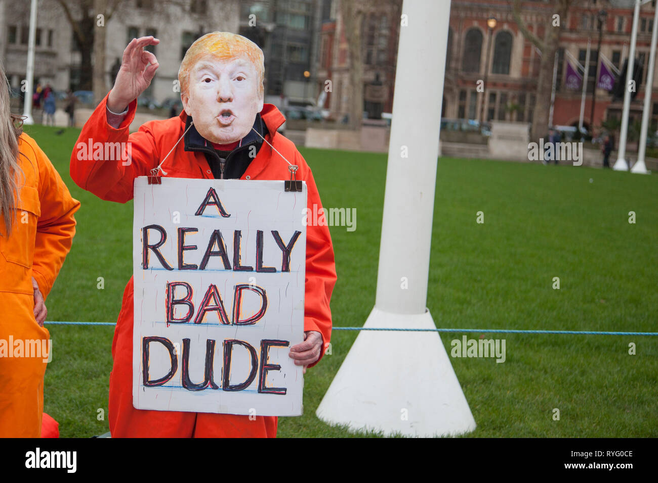 LONDON, Regno Unito - 23 Marzo 2019: Anti Donald Trump protestor nel centro di Londra Foto Stock