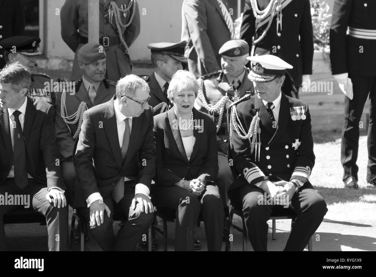 Il Primo Ministro Theresa possono frequentare le forze armate giorno Llandudno, Wales UK Foto Stock