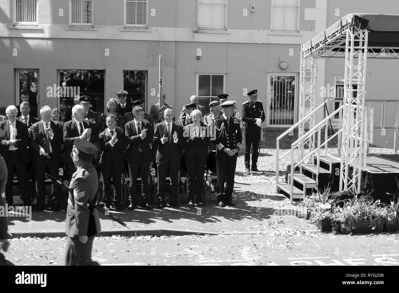 Il Primo Ministro Theresa possono frequentare le forze armate giorno Llandudno, Wales UK Foto Stock