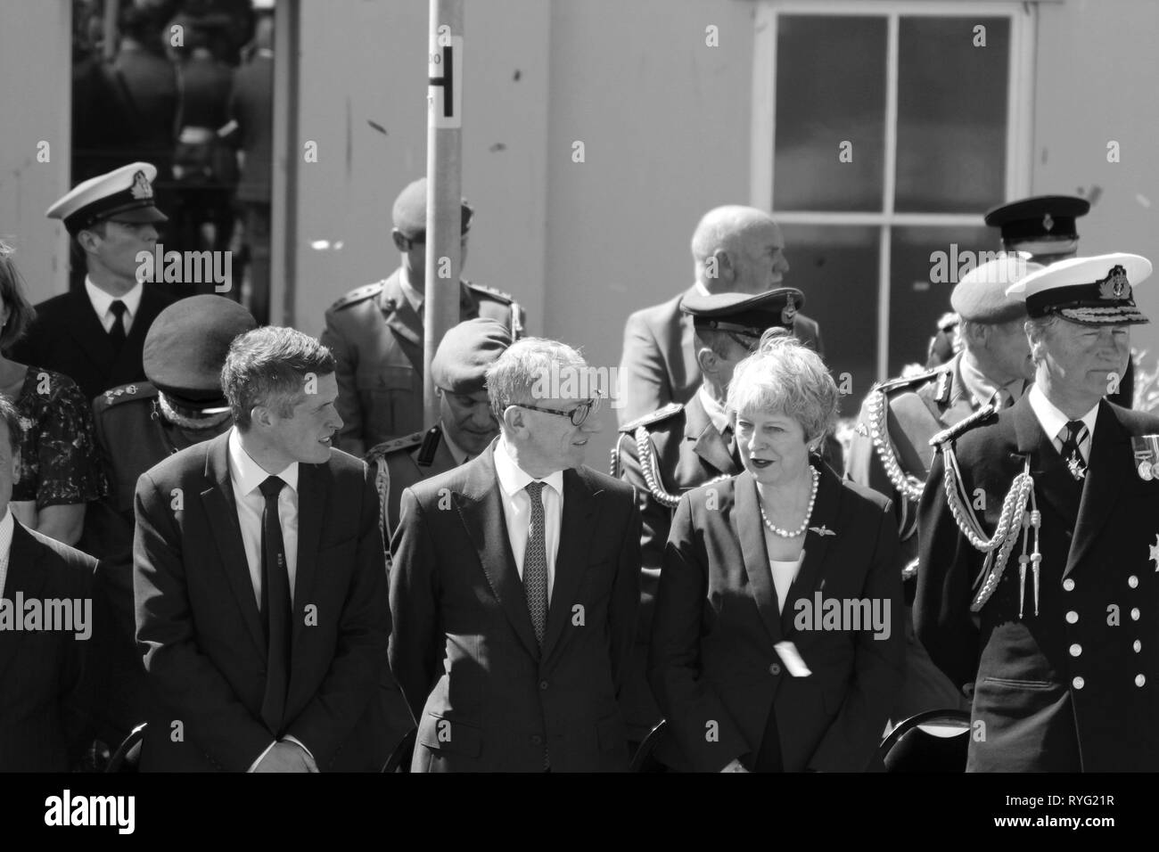 Il Primo Ministro Theresa possono frequentare le forze armate giorno Llandudno, Wales UK Foto Stock