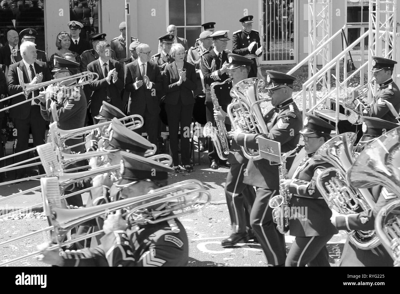 Il Primo Ministro Theresa possono frequentare le forze armate giorno Llandudno, Wales UK Foto Stock