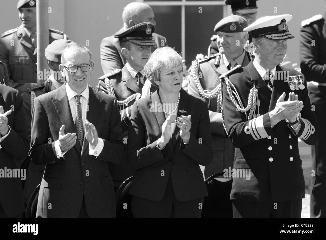 Il Primo Ministro Theresa possono frequentare le forze armate giorno Llandudno, Wales UK Foto Stock