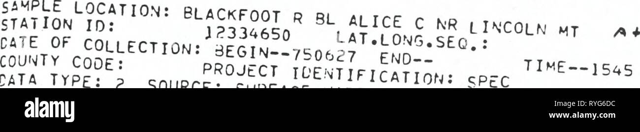 Effetti del giugno, 1975 Mike Horse Mine diga del recupero guasto sulla qualità delle acque e delle risorse acquatiche della tomaia Blackfoot River, Montana effectsofjune19700montrich Anno: 1997 ^''atÂ£a:^lx-JS)cSss^ GEOLOGICAL Sl.P^Fv^'' ^^'t-iOK LAB :^r.^i^vi,^^ri 26099 commenti: ' 'Â°'^-' ^^^^^CÂ£ ACQUA BPEAK NEL RECUPERO PO'JD DyKE unità geologica; versare in 8LACKF00T PIvER A/*^&LT;/IM. Il cadmio CADMIO TOTALE COP^lP oissolveo CC^^EP TOTALE f^O'j t'lSSriL^/rp Ii^O's" TOTALE L-r-io cissjLv'ed UG/L DI 1 UG/L < 10 UG/L 3 U3/L '50 UG^L ^0 iJG/L ison ug/L t* piombo manganese totale DlSSCLvrO '^â ^GfVtS Foto Stock