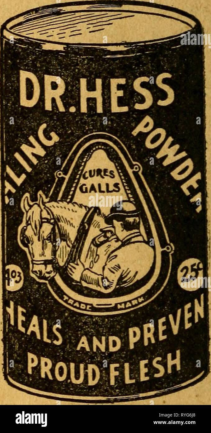 Il dott. Hess stock prenota : un trattato scientifico su cavalli, bovini, ovini, suini e pollame drhessstockbooks00hess Anno: 1901 IL DR. HESS GUARIGIONE POLVERE D^ocracracra E R. HESS polvere di guarigione è il moderno fiele cura. Si indurisce galli, graffi, grasso tacco, tagli, ulcere, ustioni, tordi, fallo in piedi, indolenti piaghe e ferite aperte di ogni descrizione. Si tratta di un liscio bianco polvere antisettica che non diventi rancido o perdere la sua virtù. È meglio di oli, lozioni e pomate, perché non si raccolgono polvere, sporcizia e germi. Esso possiede tutti i loro meriti senza di loro sgradevole Foto Stock
