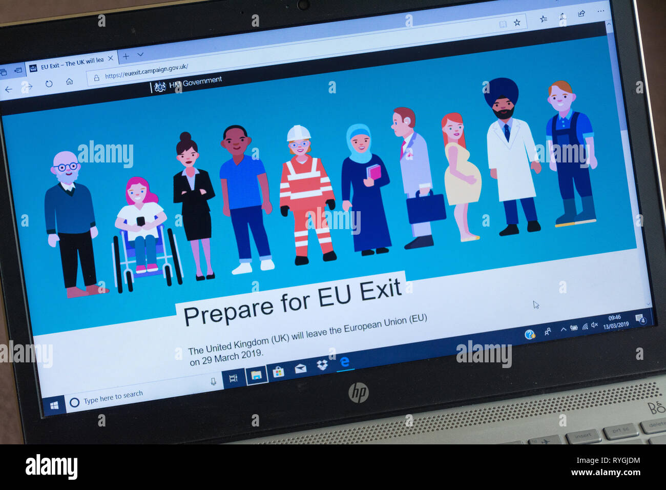 Gov.Sito web del Regno Unito in merito alla preparazione per la Ue Brexit uscire, screenshot su un computer portatile, REGNO UNITO Foto Stock