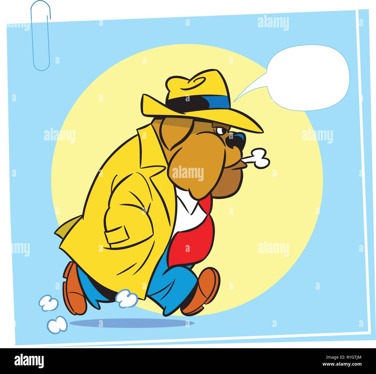 La figura mostra un cane bulldog nell'immagine di persona bloodhound. Illustrazione Vettoriale