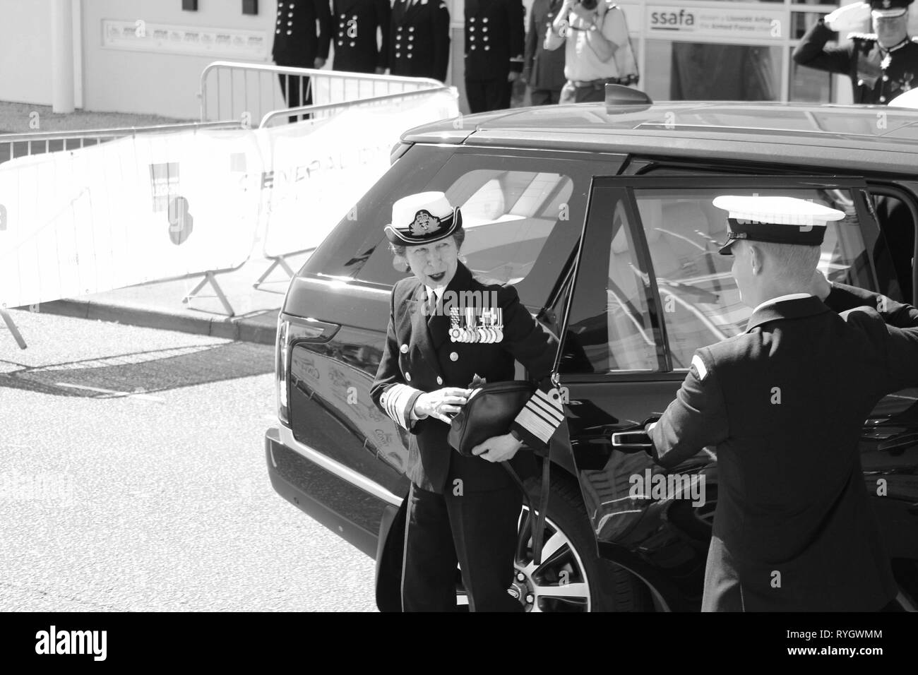 Anne Princess Royal frequentando le Forze Armate giorno Llandudno, Wales UK Foto Stock