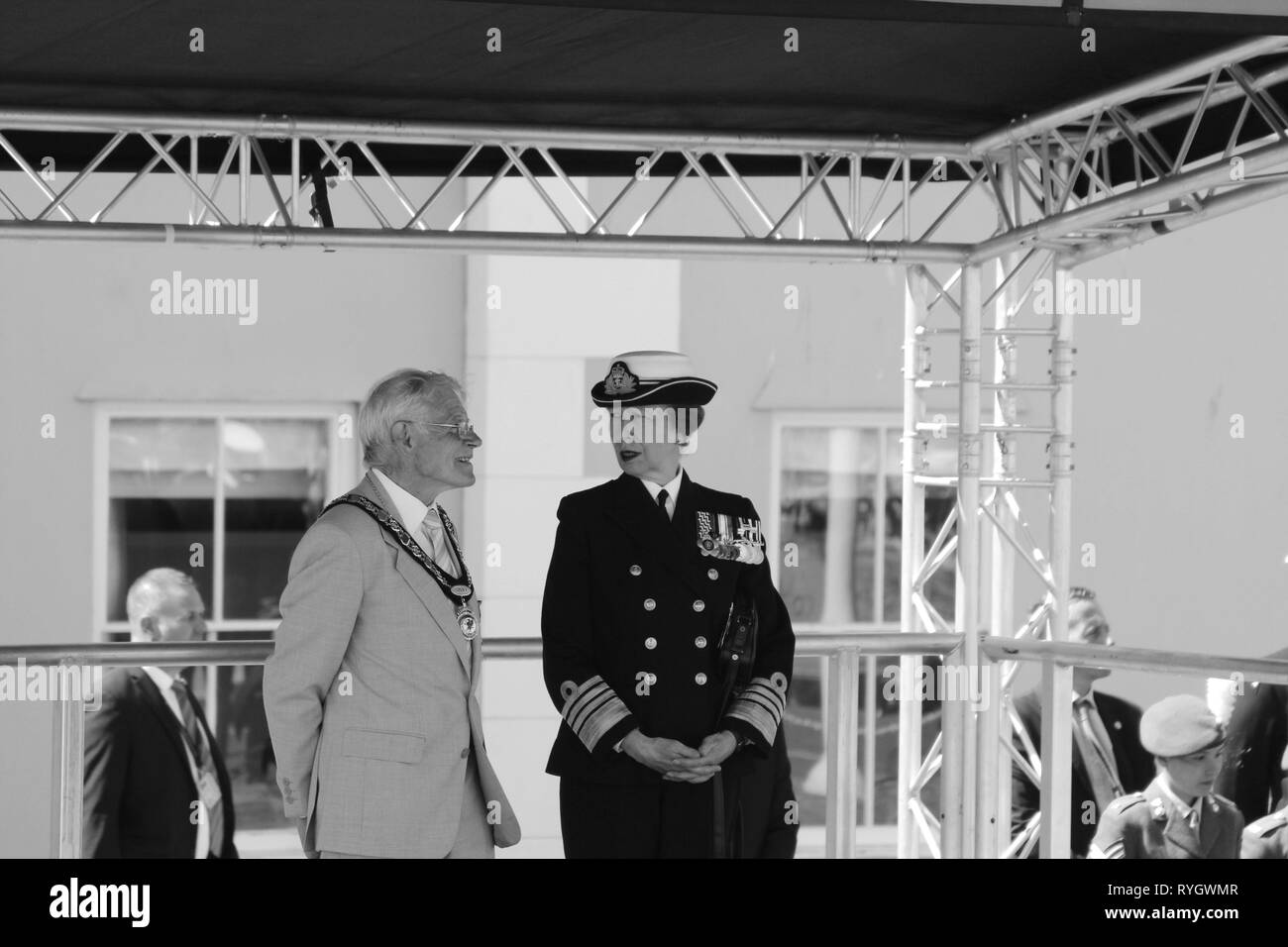 Anne Princess Royal frequentando le Forze Armate giorno Llandudno, Wales UK Foto Stock