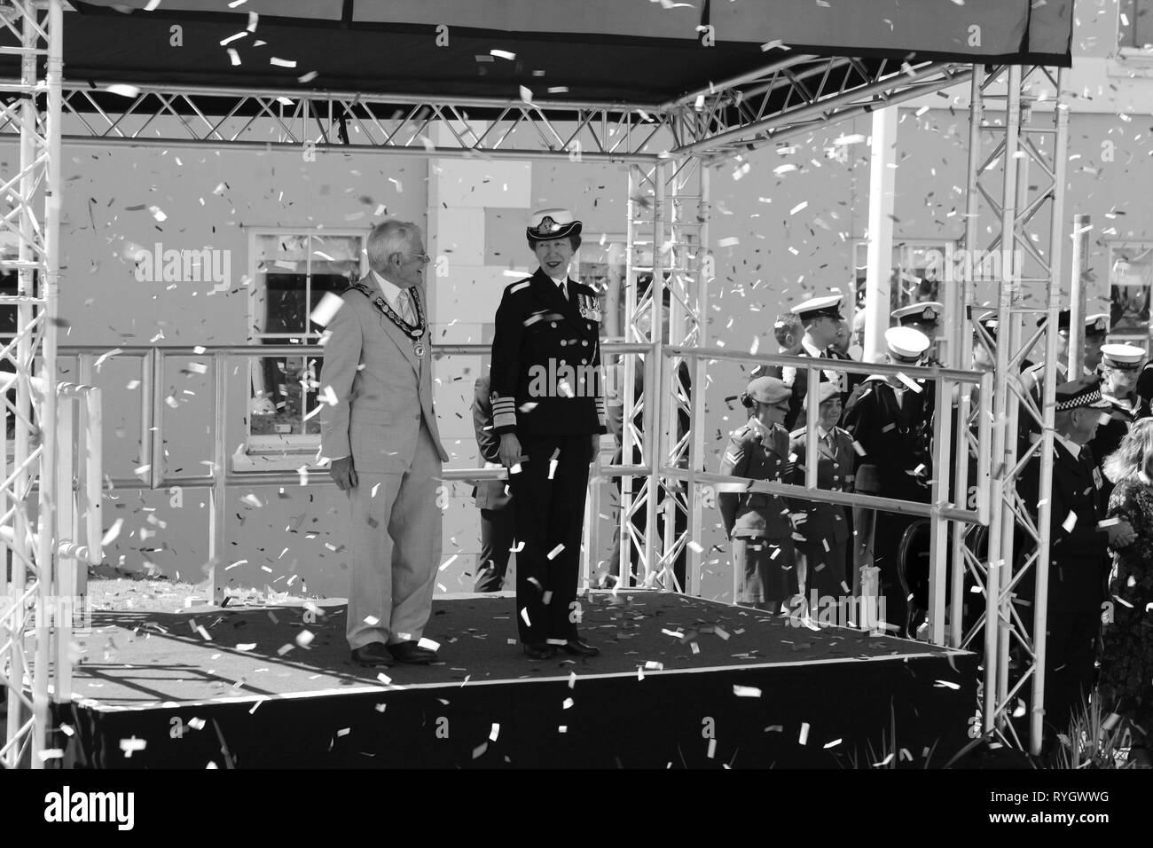 Anne Princess Royal frequentando le Forze Armate giorno Llandudno, Wales UK Foto Stock