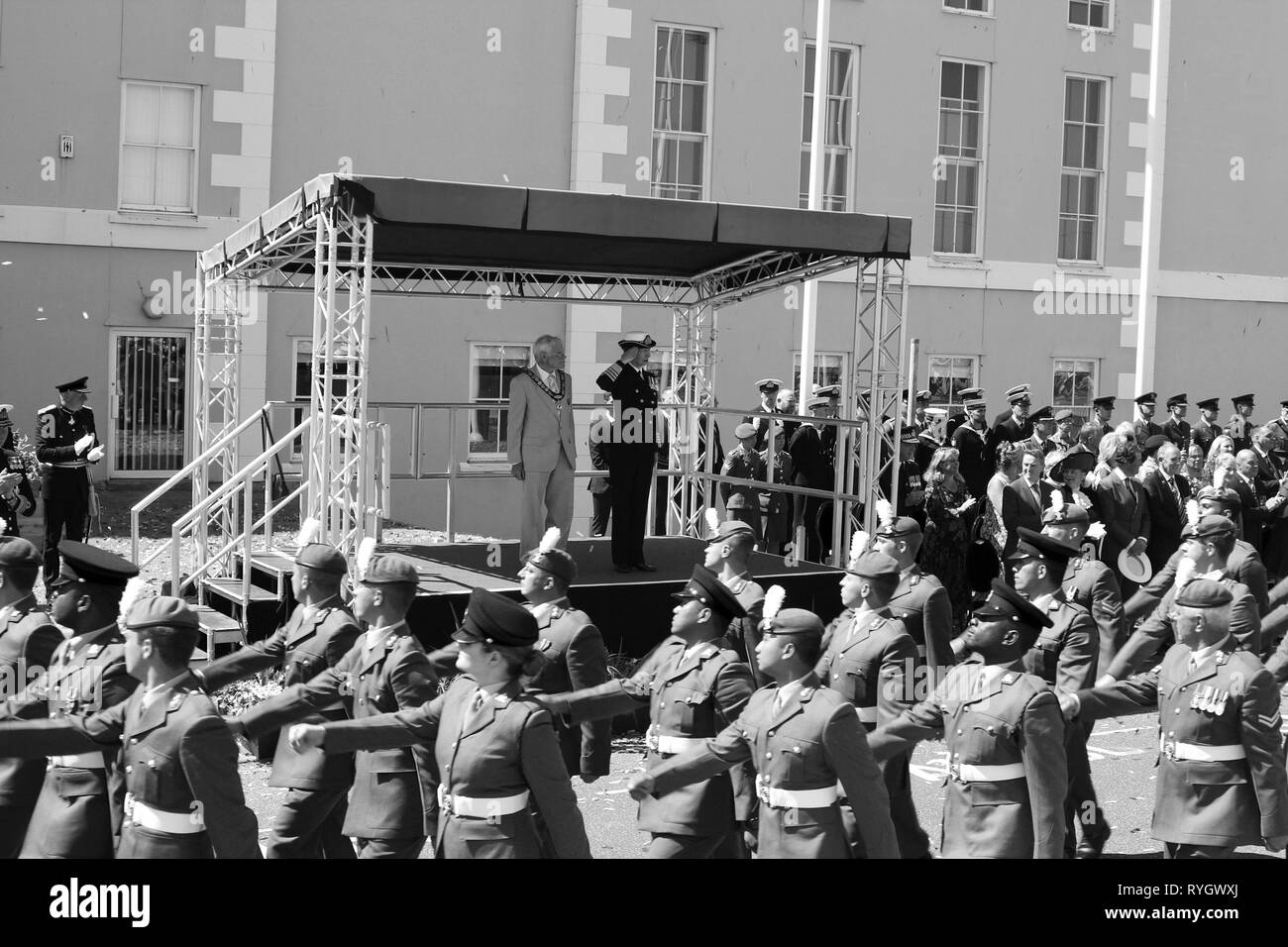 Anne Princess Royal frequentando le Forze Armate giorno Llandudno, Wales UK Foto Stock