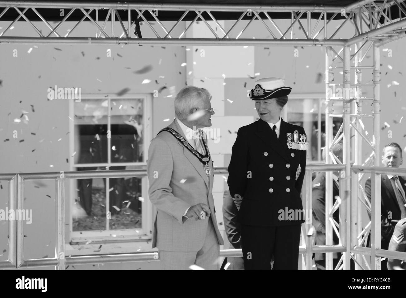 Anne Princess Royal frequentando le Forze Armate giorno Llandudno, Wales UK Foto Stock