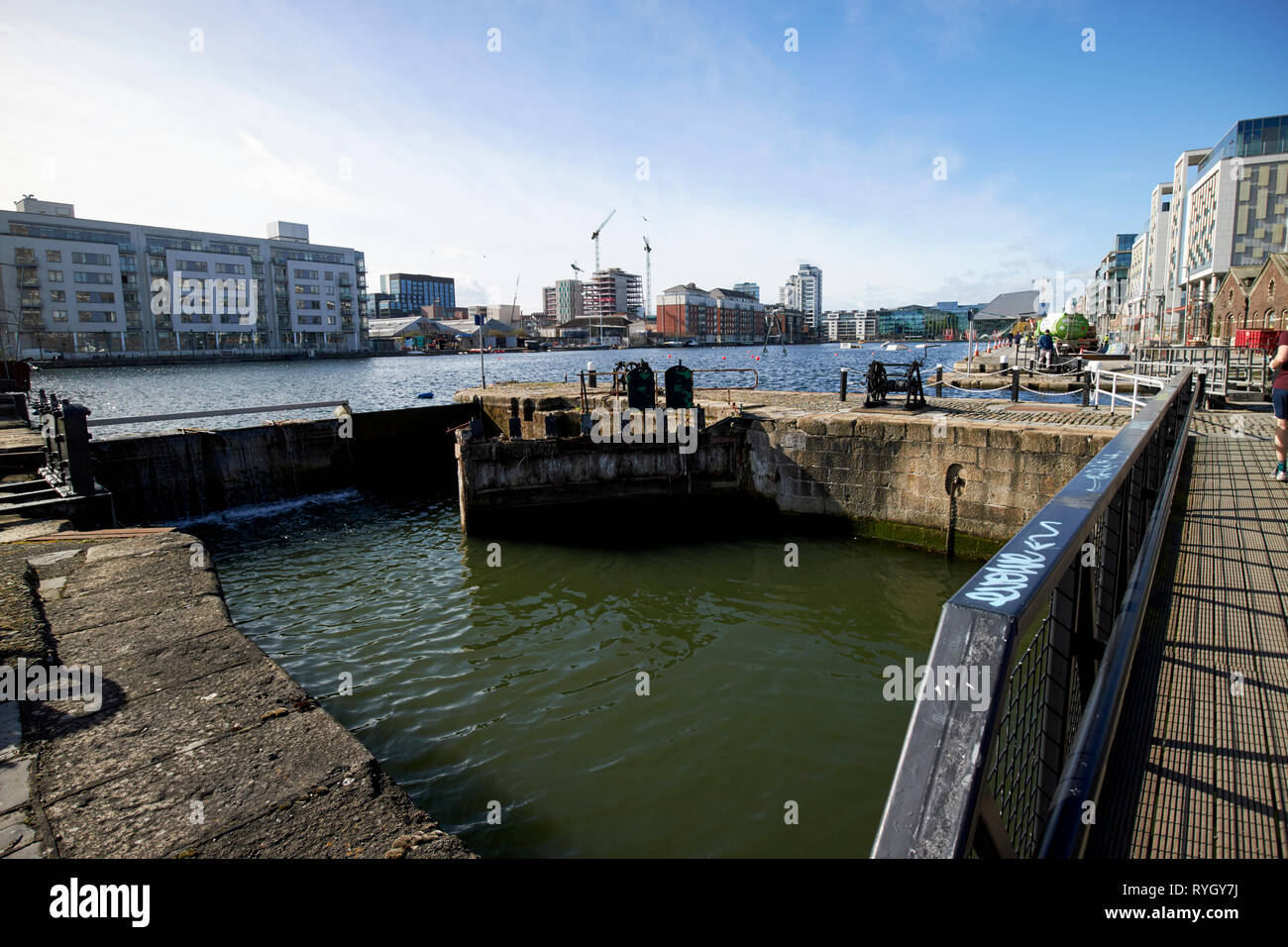 Westmoreland bloccare costruito nel 1796 parte del Grand canal docks cancelli di blocco a Dublino Repubblica di Irlanda Europa Foto Stock