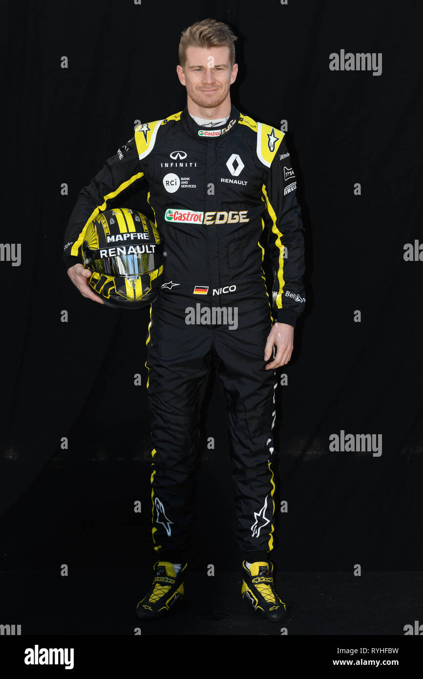 Albert Park di Melbourne, Australia. Xiv Mar, 2019. Nico Hulkenberg (DEU) #27 dal Team Renault F1 comporta per il suo ritratto al 2019 Australian Formula One Grand Prix all'Albert Park di Melbourne, Australia. Sydney bassa/Cal Sport Media/Alamy Live News Foto Stock