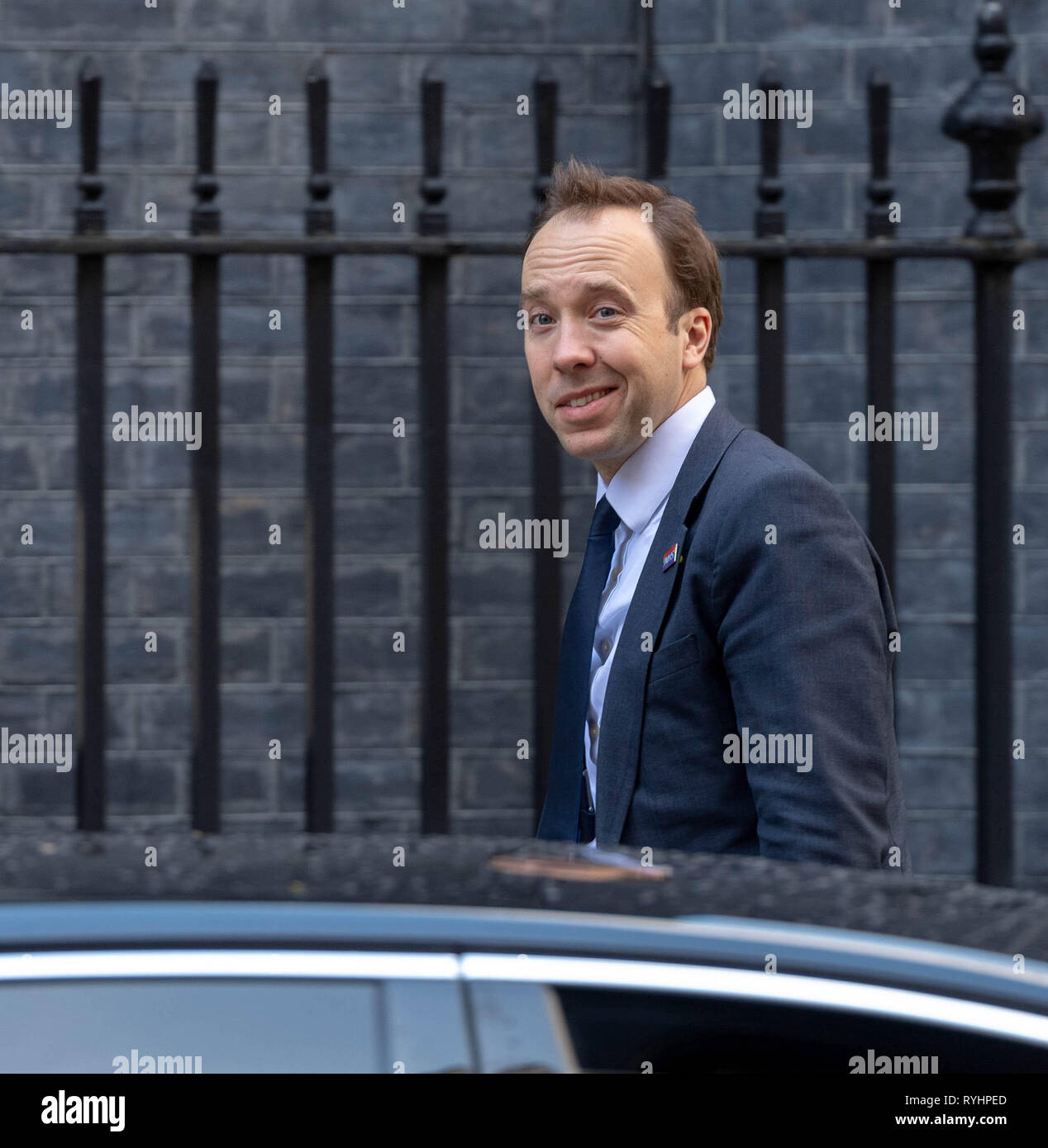 Londra, Regno Unito. 14 mar 2019. Matt Hancock, MP PC, Segretaria di salute arriva in una riunione del gabinetto a 10 Downing Street, Londra Credito: Ian Davidson/Alamy Live News Foto Stock