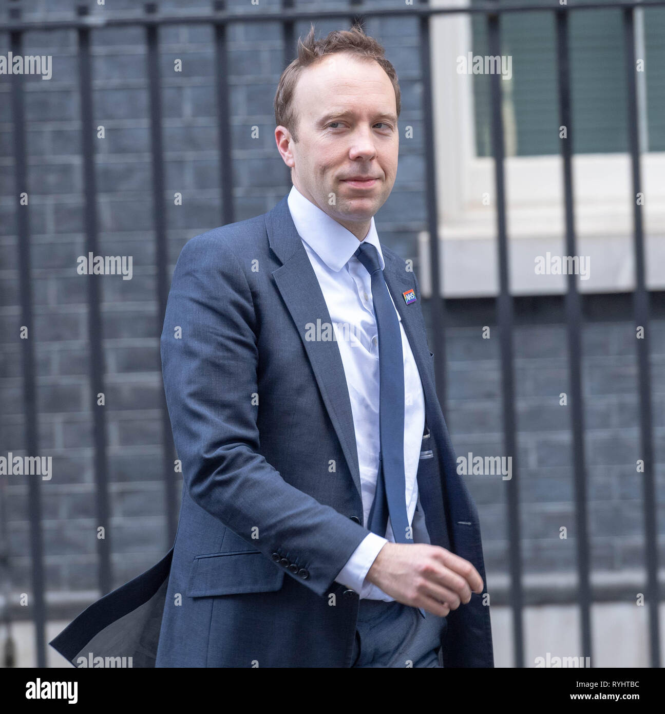 Londra, Regno Unito. Il 14 marzo 2019, Matt Hancock, MP PC, Segretaria di salute lascia una riunione del gabinetto a 10 Downing Street, Londra, Regno Unito. Credito: Ian Davidson/Alamy Live News Foto Stock