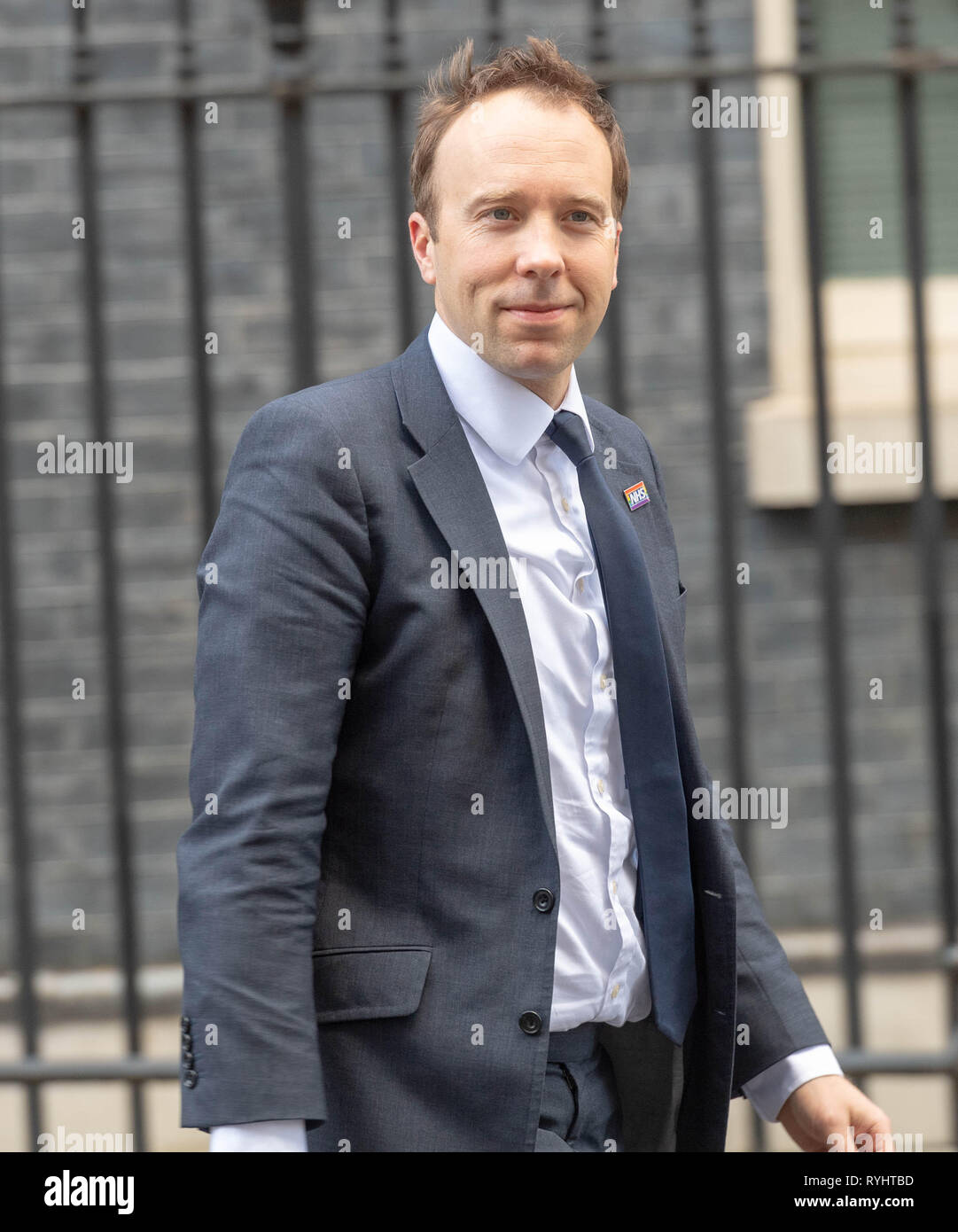 Londra, Regno Unito. Il 14 marzo 2019, Matt Hancock, MP PC, Segretaria di salute lascia una riunione del gabinetto a 10 Downing Street, Londra, Regno Unito. Credito: Ian Davidson/Alamy Live News Foto Stock