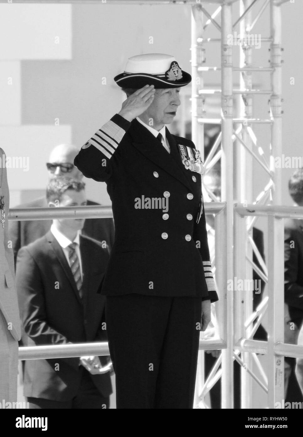 Anne Princess Royal frequentando le Forze Armate giorno Llandudno, Wales UK Foto Stock