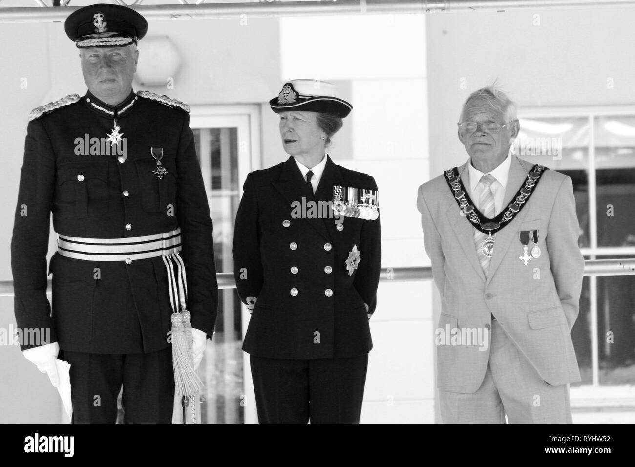 Anne Princess Royal frequentando le Forze Armate giorno Llandudno, Wales UK Foto Stock