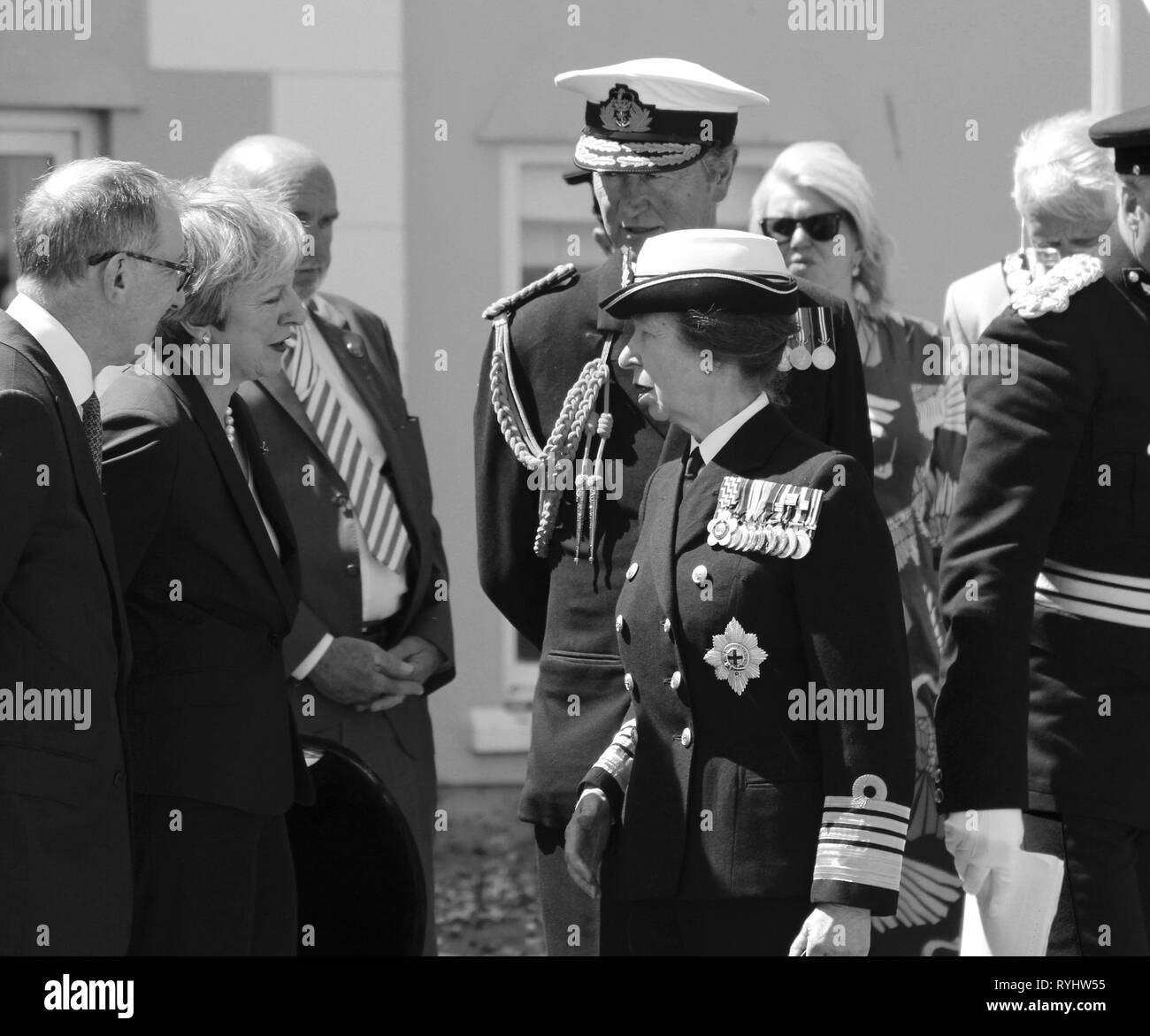 Anne Princess Royal frequentando le Forze Armate giorno Llandudno, Wales UK Foto Stock