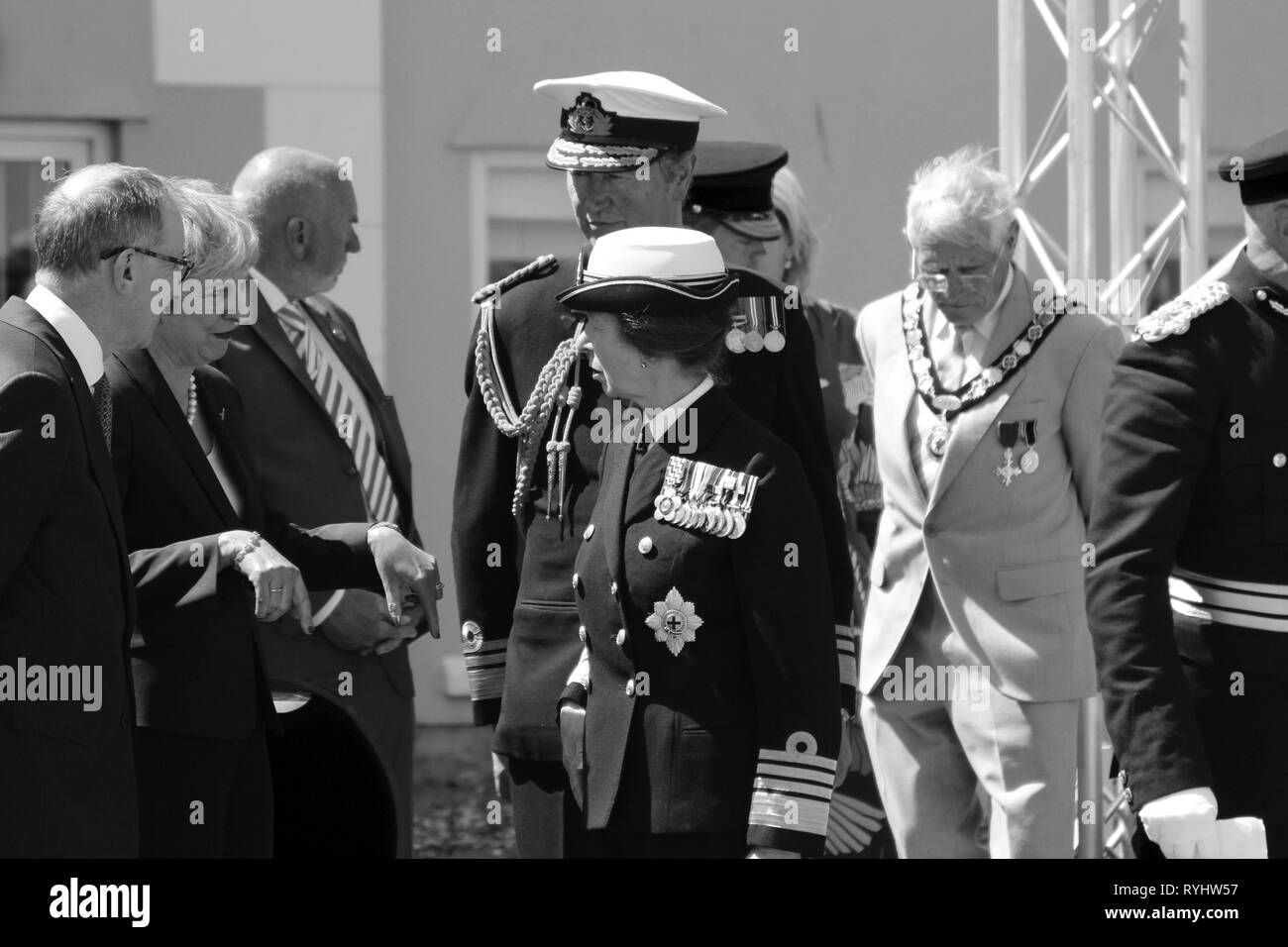 Anne Princess Royal frequentando le Forze Armate giorno Llandudno, Wales UK Foto Stock