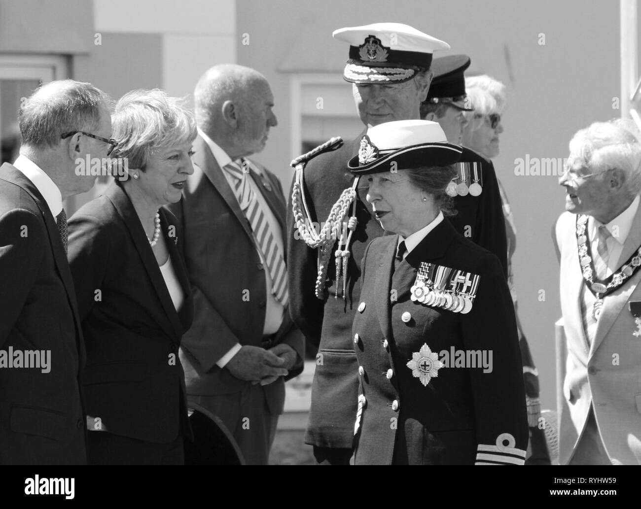 Anne Princess Royal frequentando le Forze Armate giorno Llandudno, Wales UK Foto Stock