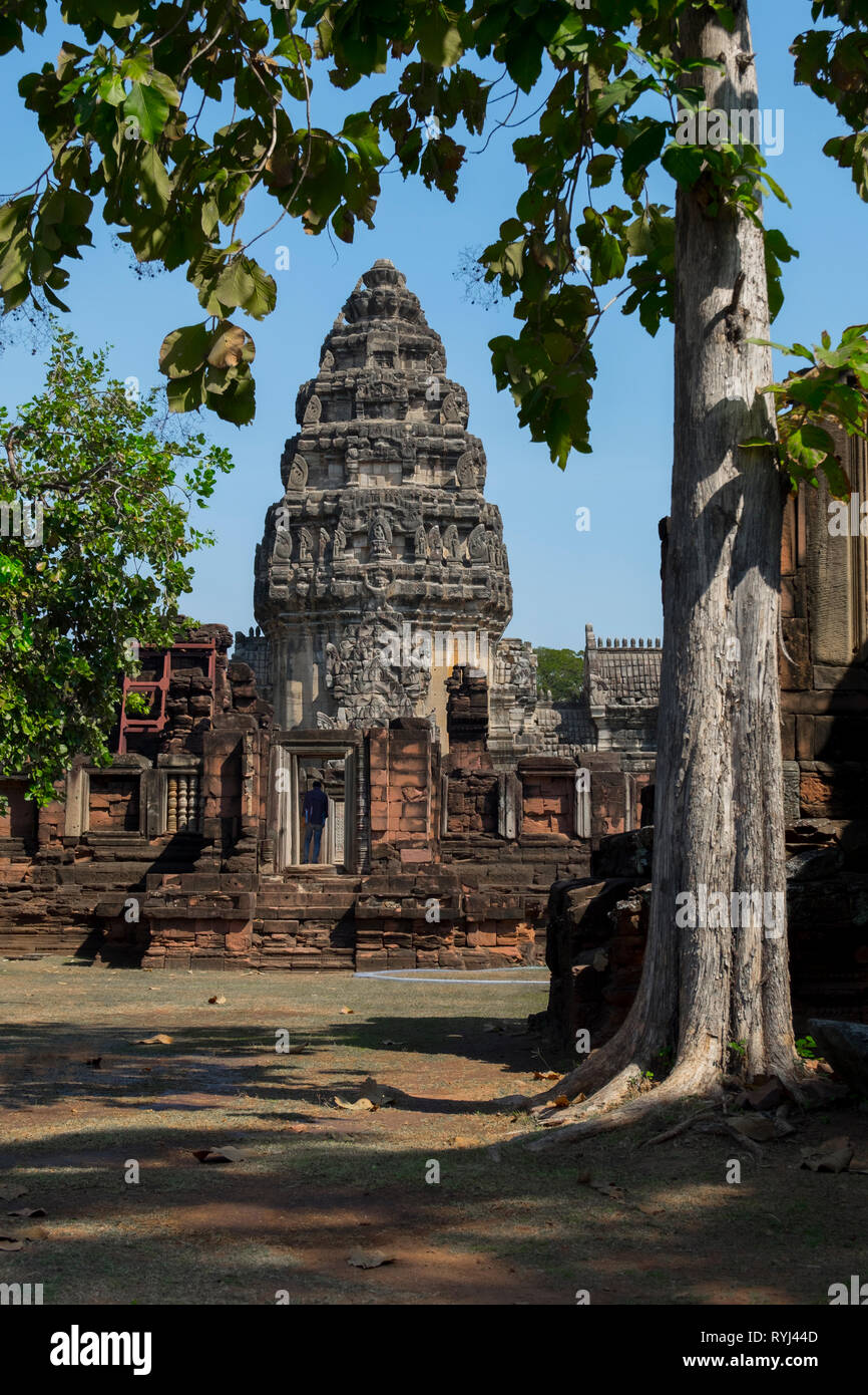 La bellissima Phimai Khmer antico tempio, nei pressi di Khon Kaen, Thailandia. Foto Stock