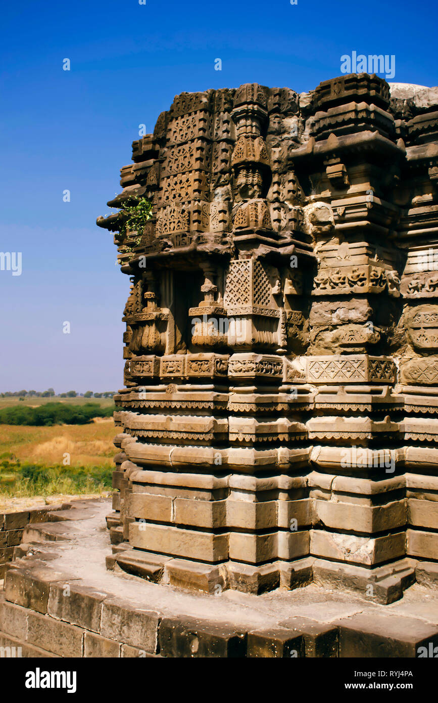 Tempio Anandeshwar, Finitura impregnante, Daryapur Taluka, Distretto di Amravati, Maharashtra, India. Foto Stock