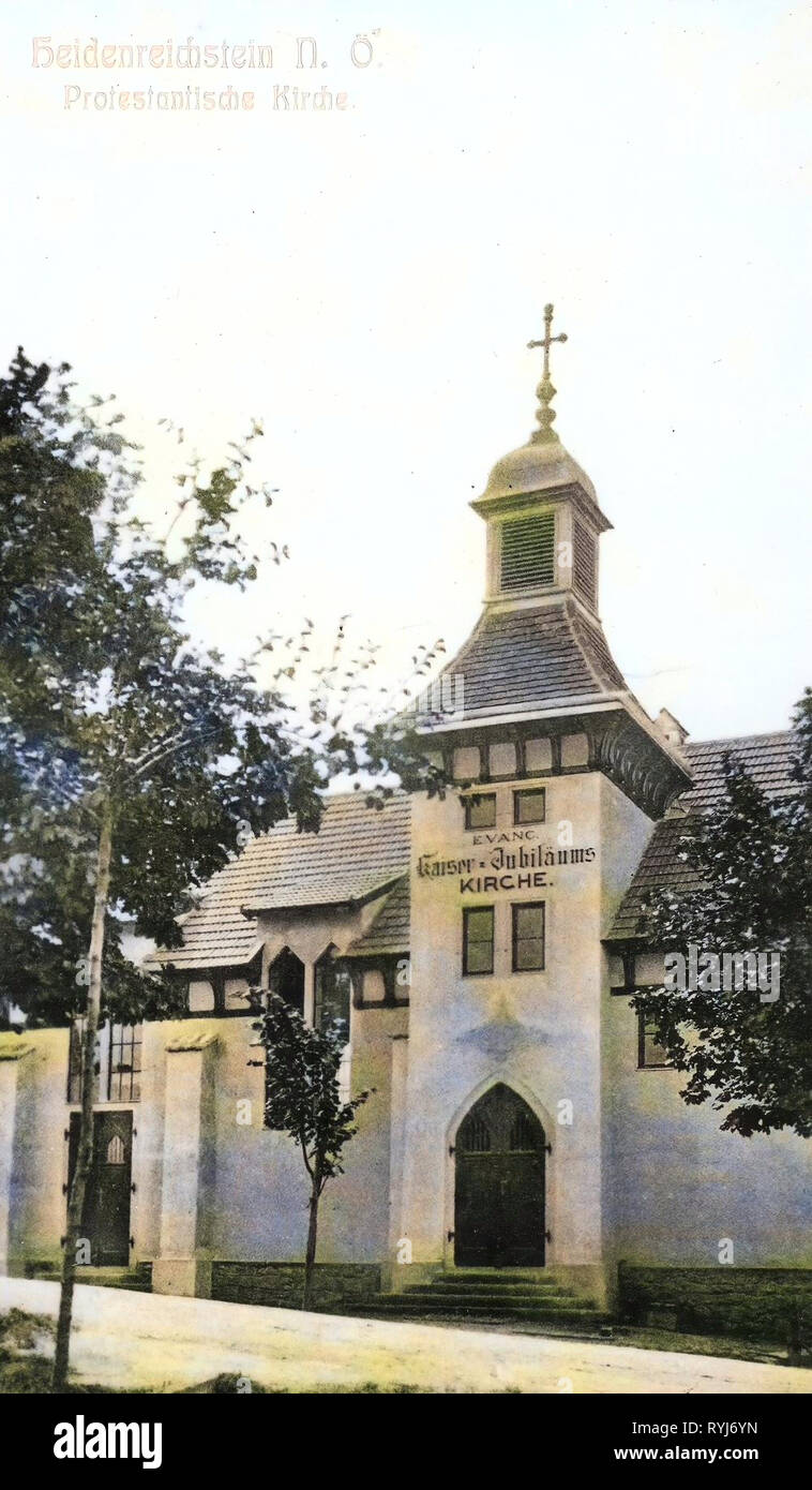 Chiese in Heidenreichstein, 1908 cartoline, Heidenreichstein, 1908, Protestantische Kirche Foto Stock