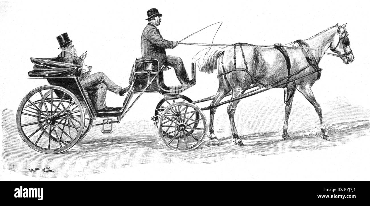Trasporti / trasporto, pullman, confortevole Landaulet, incisione su legno, Vienna, 1890, Additional-Rights-Clearance-Info-Not-Available Foto Stock