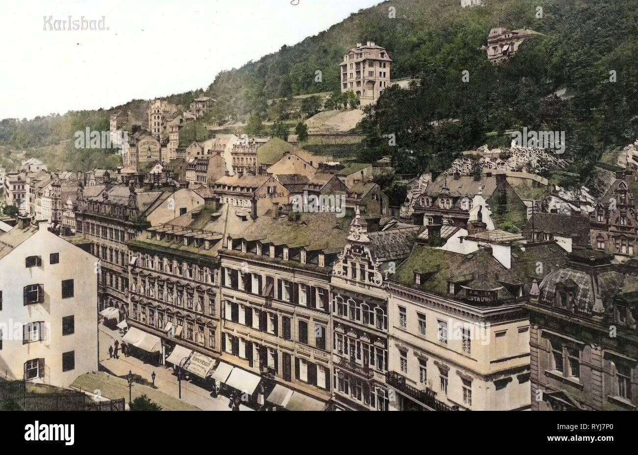 Edifici di Karlovy Vary, 1909, Regione di Karlovy Vary, Karlsbad, Repubblica Ceca Foto Stock