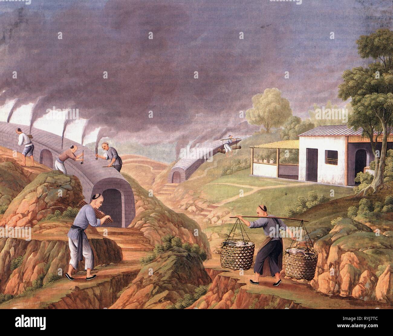 Industria, porcellana, lo stampaggio di porcellana, Cina, pittura, circa 1790, Additional-Rights-Clearance-Info-Not-Available Foto Stock