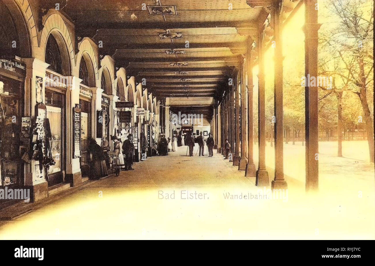 I colonnati in Germania, negozi in Sassonia, 1899, Vogtlandkreis, Bad Elster, Wandelbahn Foto Stock