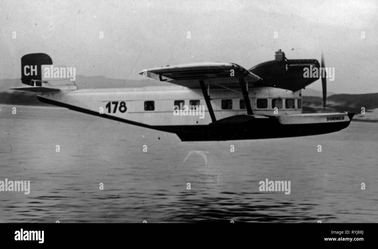 Trasporti / trasporto, aviazione, idrovolante, flying boat Dornier Delphin III, decollo, prova di volo in Svizzera, 1927 / 1928, Additional-Rights-Clearance-Info-Not-Available Foto Stock