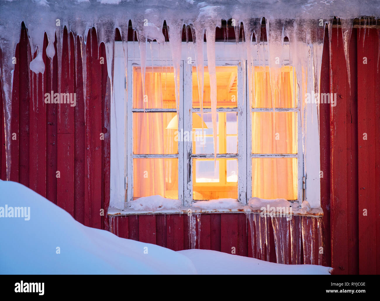 Lofoten è un arcipelago e di un quartiere tradizionale nella contea del Nordland, Norvegia. Foto Stock