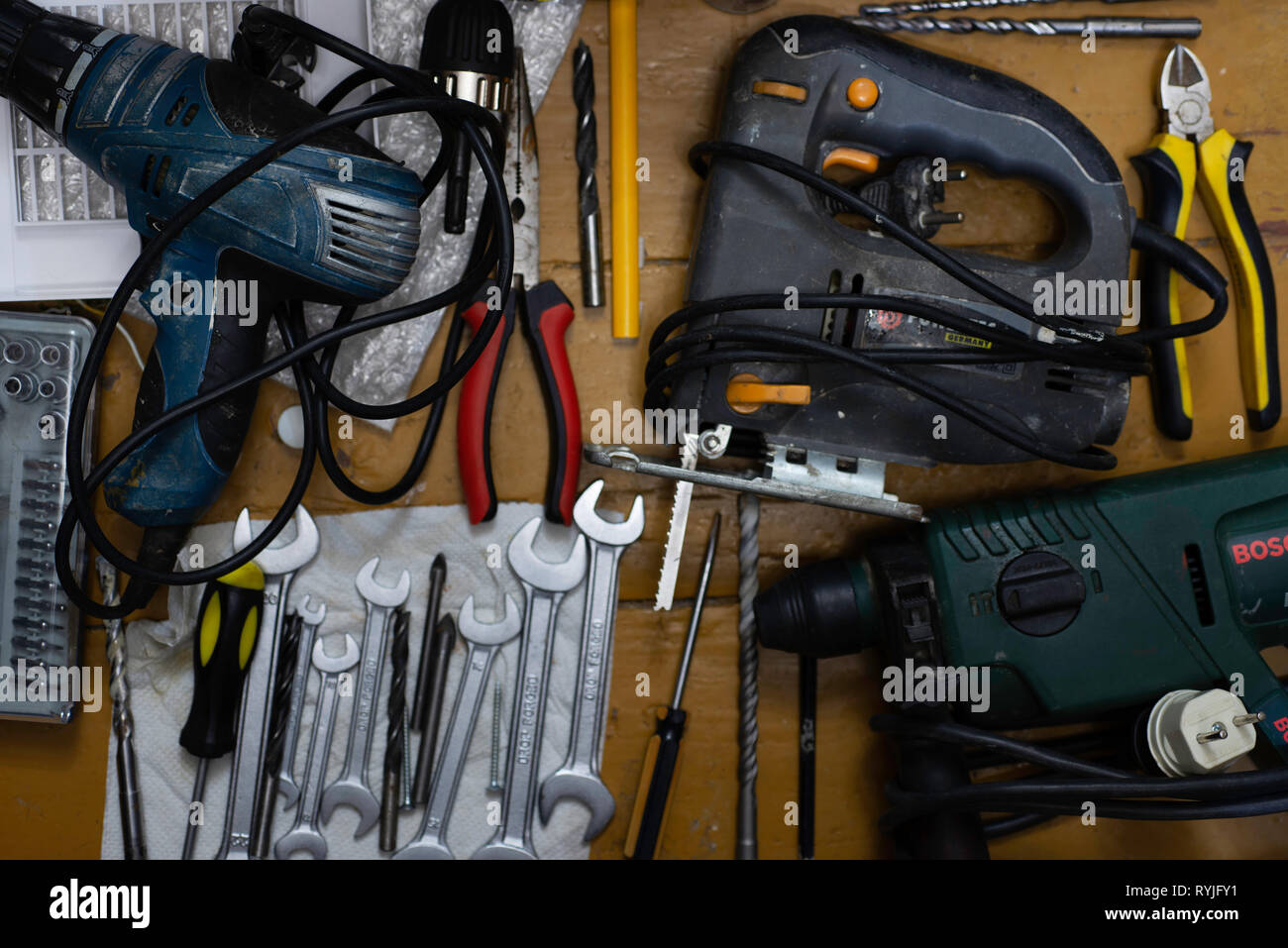 Diversi strumenti hardware per il miglioramento di casa Foto Stock