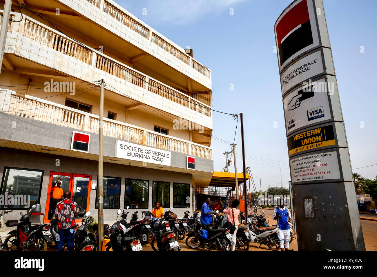 Banca francese agenzia in Ouagadougou, Burkina Faso Foto Stock