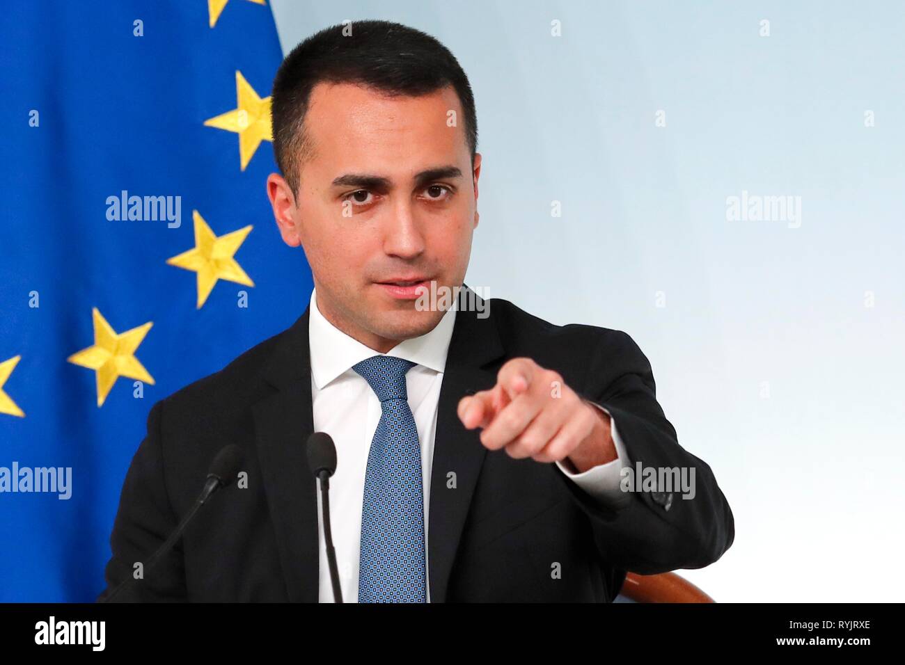 Italia, Roma, 08 marzo 2019 : il vice primo ministro e ministro del Lavoro Luigi Di Maio (M5S), durante la conferenza stampa su TAV (NLTL), in ch Foto Stock